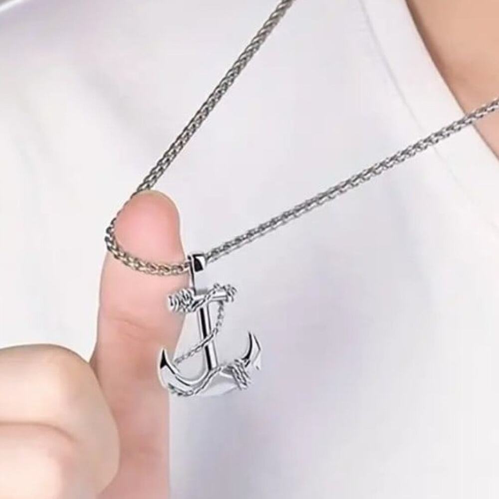 Anchor Necklace Sterling Silver Plated Sailor Navy Surfer Pirate Christmas Gift! - Picture 6 of 8